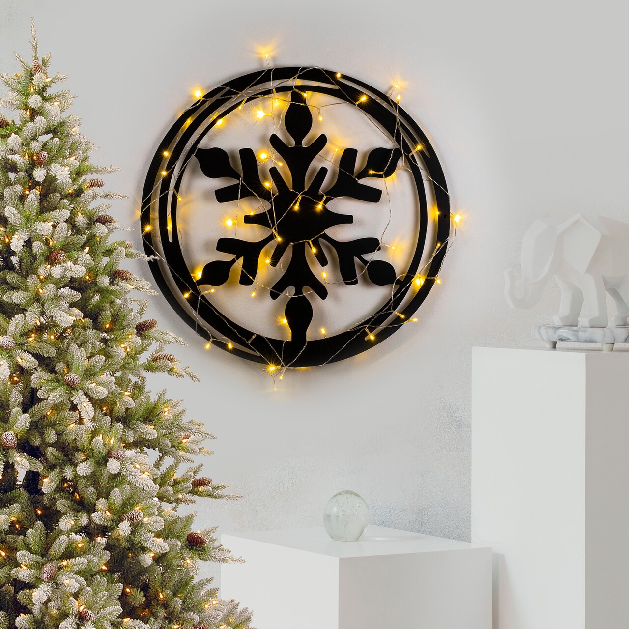 Decoratiune de luminoasa XMASBLACK-020, Tanelorn, 62x56 cm, metal, negru - imagine 7